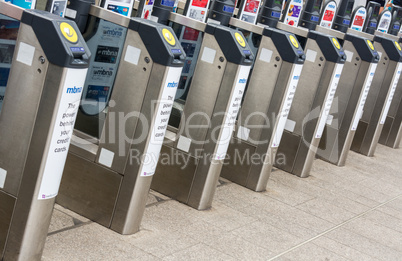 LONDON - SEPTEMBER 29, 2013: Ticket Validation Entrance in city