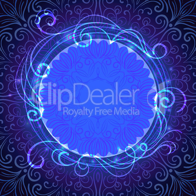Abstract blue mystic lace background with swirl pattern and frame for text