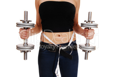 Woman with dumbbell's.