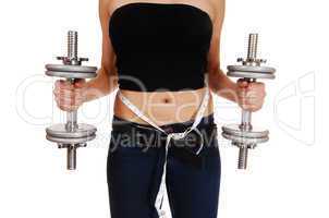 Woman with dumbbell's.