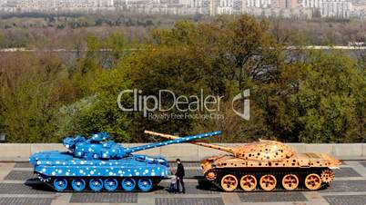 two painted tanks