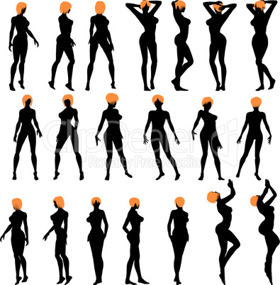 naked sexy girls silhouette set