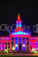 Denver city hall at night time