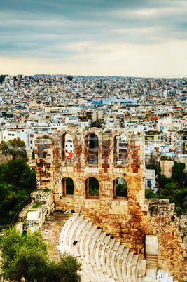 The Odeon of Herodes Atticus view in Athens
