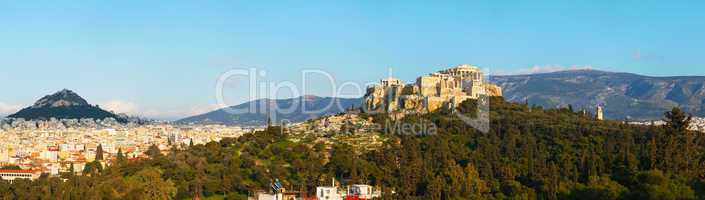 Panorama with Acropolis in Athens, Greece