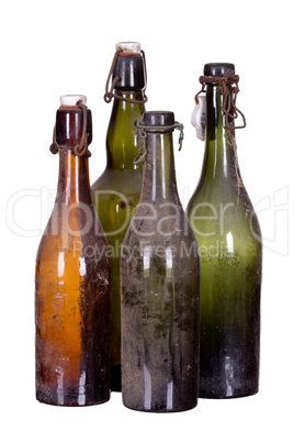 concept very old dusty bottles