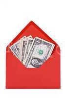 red envelope with dollar notes