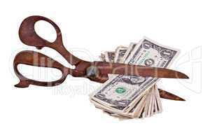 old scissors with dollars