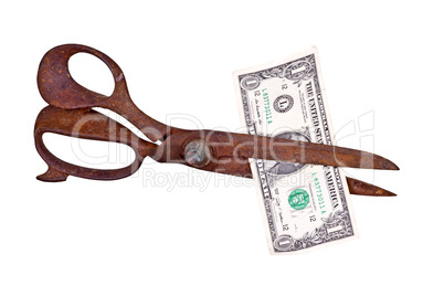 old scissors with dollars