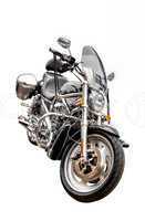 motorcycle, isolated against white background