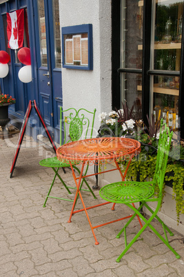 Table outside the cafe