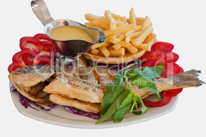 Fried carp with vegetables and sauce