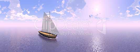 Sailing boat, 360 degrees effect - 3D render