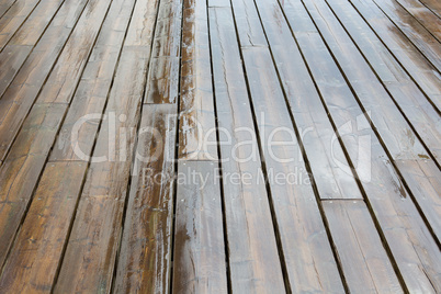 Wet wooden planks