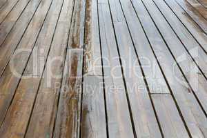 Wet wooden planks