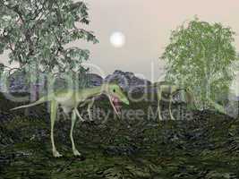 Compsognathus dinosaur mum and baby- 3D render
