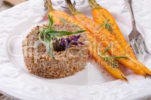 wheat groats  and caramelized carrots