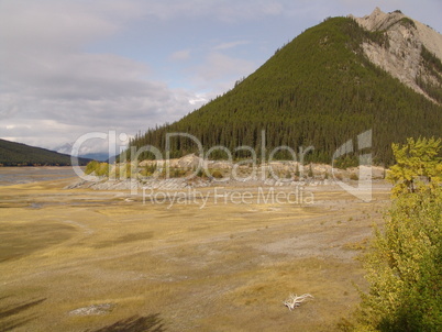 Maligne Lake, Medicine Lake, Kanada, Jasper, Banff, National Park, Ebbe, ausgetrocknet, Tal, Flussbett