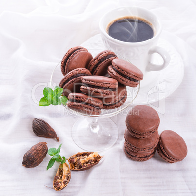 chocolate macarons with cardamom