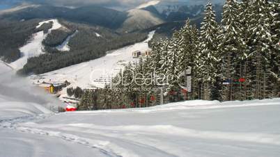 Ski Lifts Panorama To Mountains Timelapse
