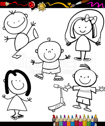 happy kids cartoon coloring book