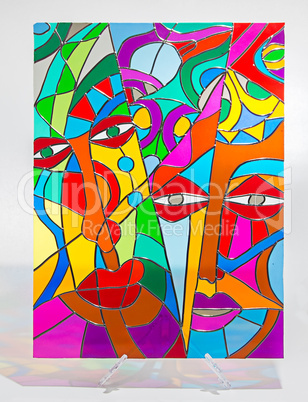 Stained glass - abstract faces