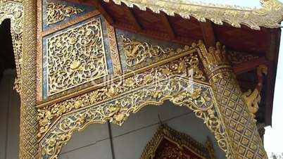 Delicate roof of  Wat Phra Sing, a Buddhist temple in Chiang Mai, Thailand.