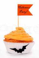 Cupcake with Holloween Party Flag