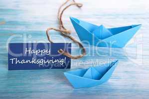 Blue Banner with Happy Thanksgiving