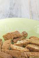 Biscotti on green plate