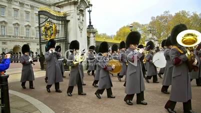 Marching bands at ceremony of Changing the guards at Backingham palace in London