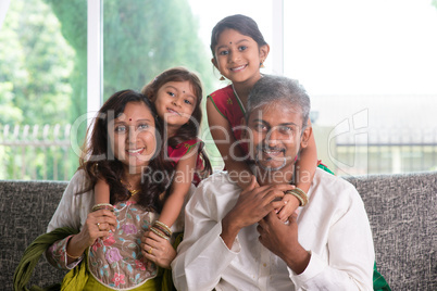 happy indian parents and children