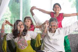 happy indian family at home