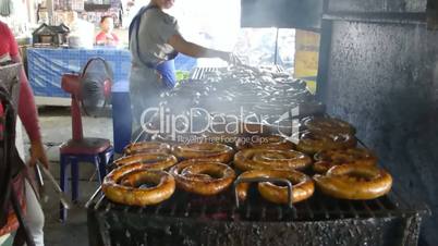 A stall selling Sai Oua, a Northern Thailand grilled spicy sausage, Chiangmai