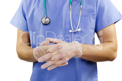 Doctor flexing his hands