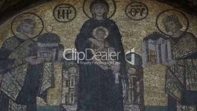 Mosaic at Historic Famous Monument Hagia Sophia