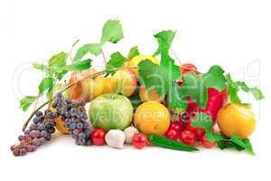 set of different fruits and vegetables