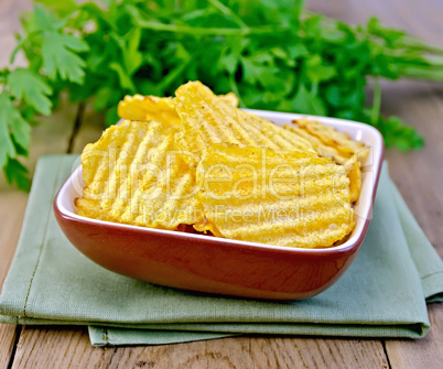 Chips grooved in bowl on board