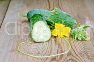 Cucumber sliced with a flower on board