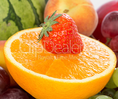 Fresh Orange and strawberries