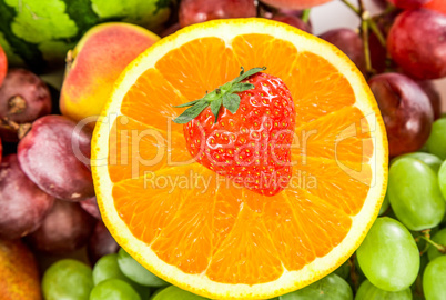 Fresh Orange and strawberries