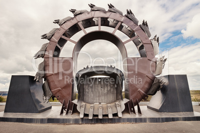 Giant excavator in open-cast coal mine