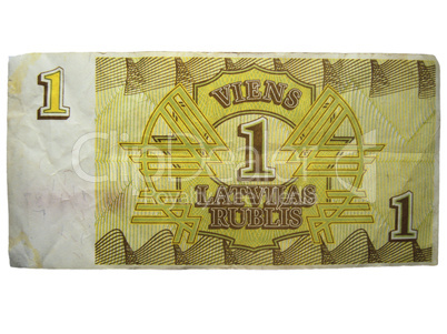 Temporary currency of Latvija. One Latvijas rublis