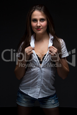 Happy woman in shirt