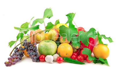 set of different fruits and vegetables