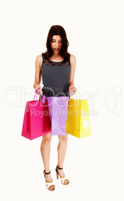 Girl with three bag's.