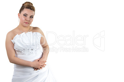 Woman in wedding dress with isolated background