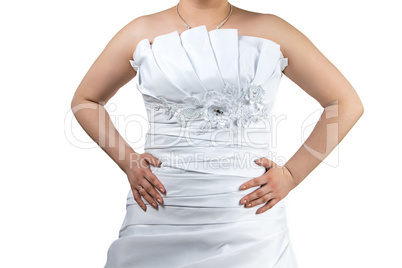 Body of  a Woman in white wedding dress