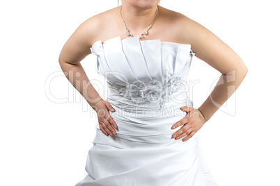 Body of Woman in white wedding dress