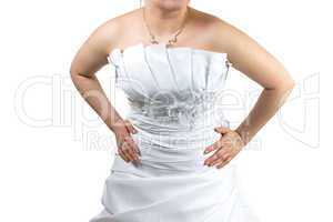 Body of Woman in white wedding dress